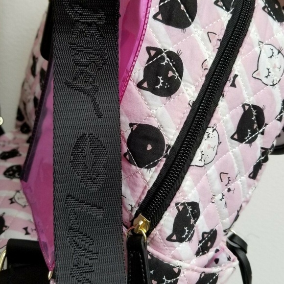 Betsey Johnson Backpack Cats Pink White Black - Picture 8 of 8